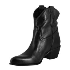 Women's Low Texan Boots Unlined In Black Vintage Leather -Shoes Store stivali texani da donna in pelle vintage nera t404nero 4