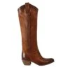 Women's Handmade Texan High Boots In Tan Leather With Zip -Shoes Store stivali texani da donna sfoderati in pelle vintage t201cuoio 1