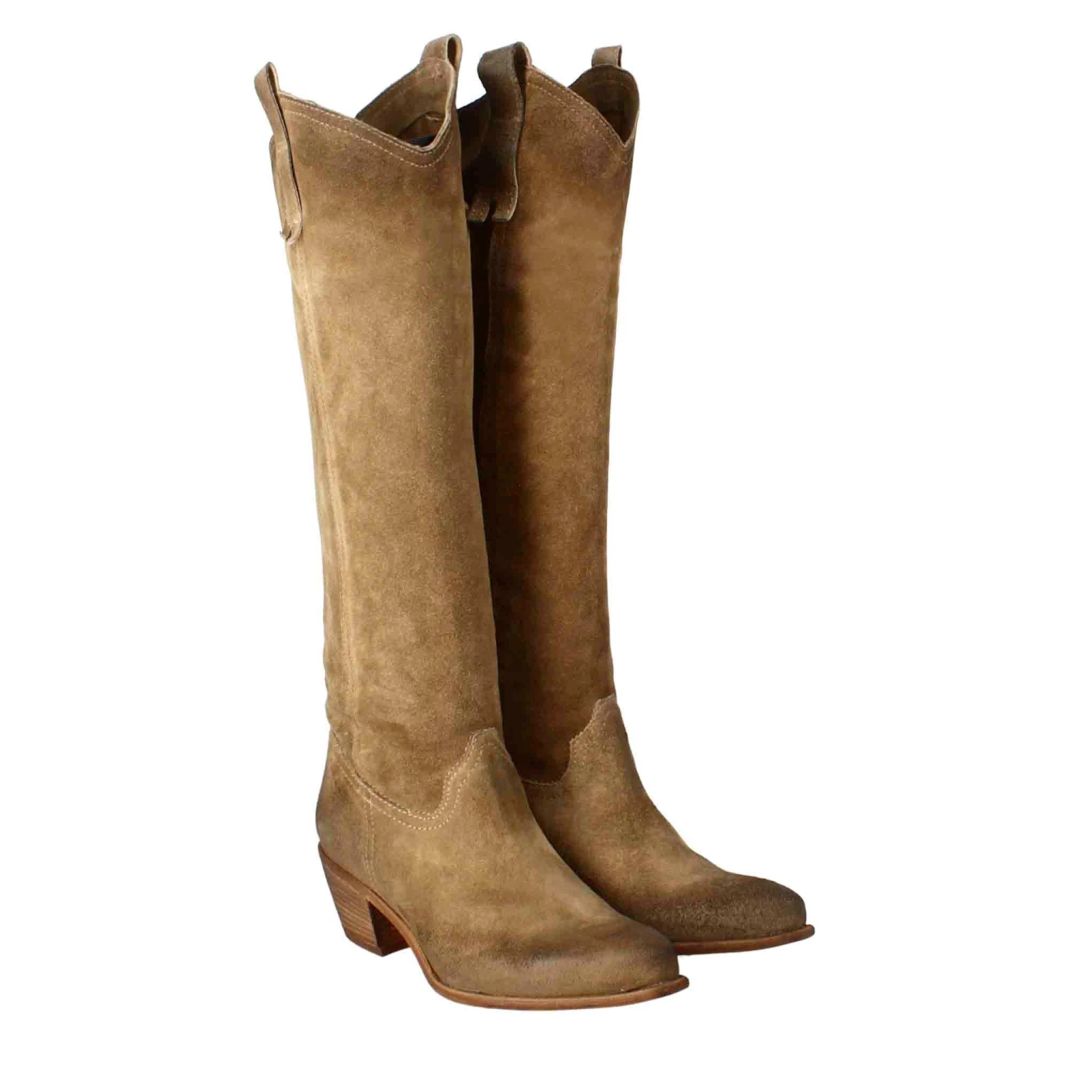 Stivali Texani Da Donna Sfoderati In Camoscio Tortora 9 Stivali Texani Da Donna Sfoderati In Camoscio Tortora - Image 7