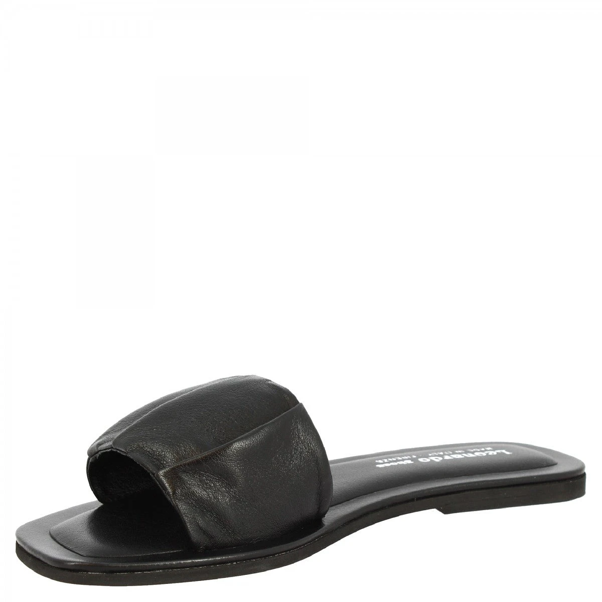 Women's Wide Band Slip-on Sandals With Folds Handmade In Black Nappa Leather 6 Women's Wide Band Slip-on Sandals With Folds Handmade In Black Nappa Leather - Image 4