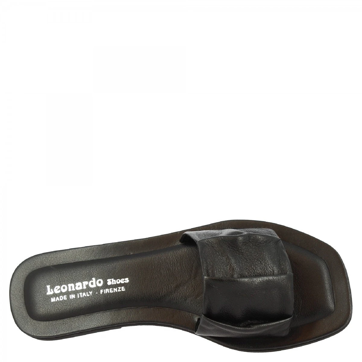 Women's Wide Band Slip-on Sandals With Folds Handmade In Black Nappa Leather 8 Women's Wide Band Slip-on Sandals With Folds Handmade In Black Nappa Leather - Image 6