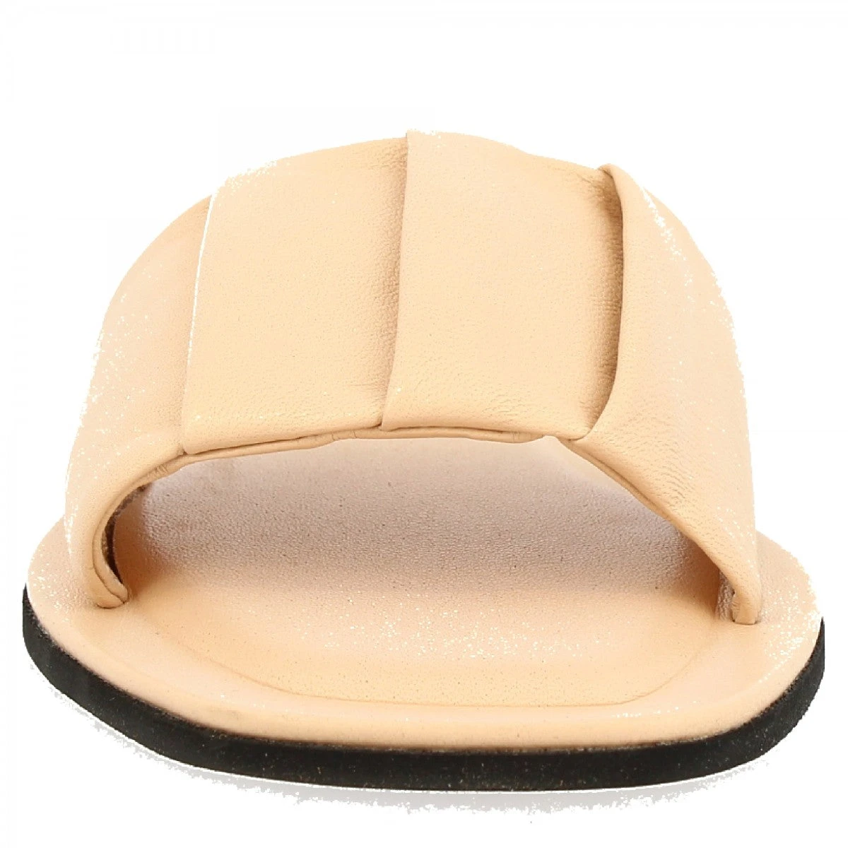 Women's Handmade Wide Band Slip-on Sandals With Pleats In Nude Nappa Leather 7 Women's Handmade Wide Band Slip-on Sandals With Pleats In Nude Nappa Leather - Image 5