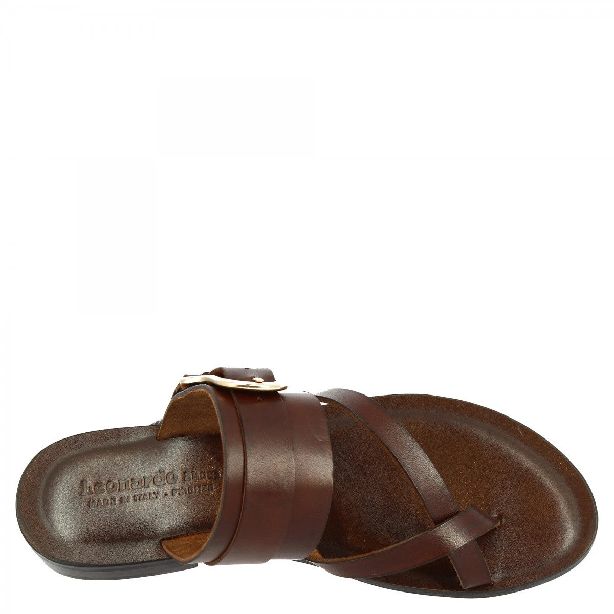 Women's Handmade Slip-on Thong Sandals In Brown Leather With Metal Buckle 8 Women's Handmade Slip-on Thong Sandals In Brown Leather With Metal Buckle - Image 6