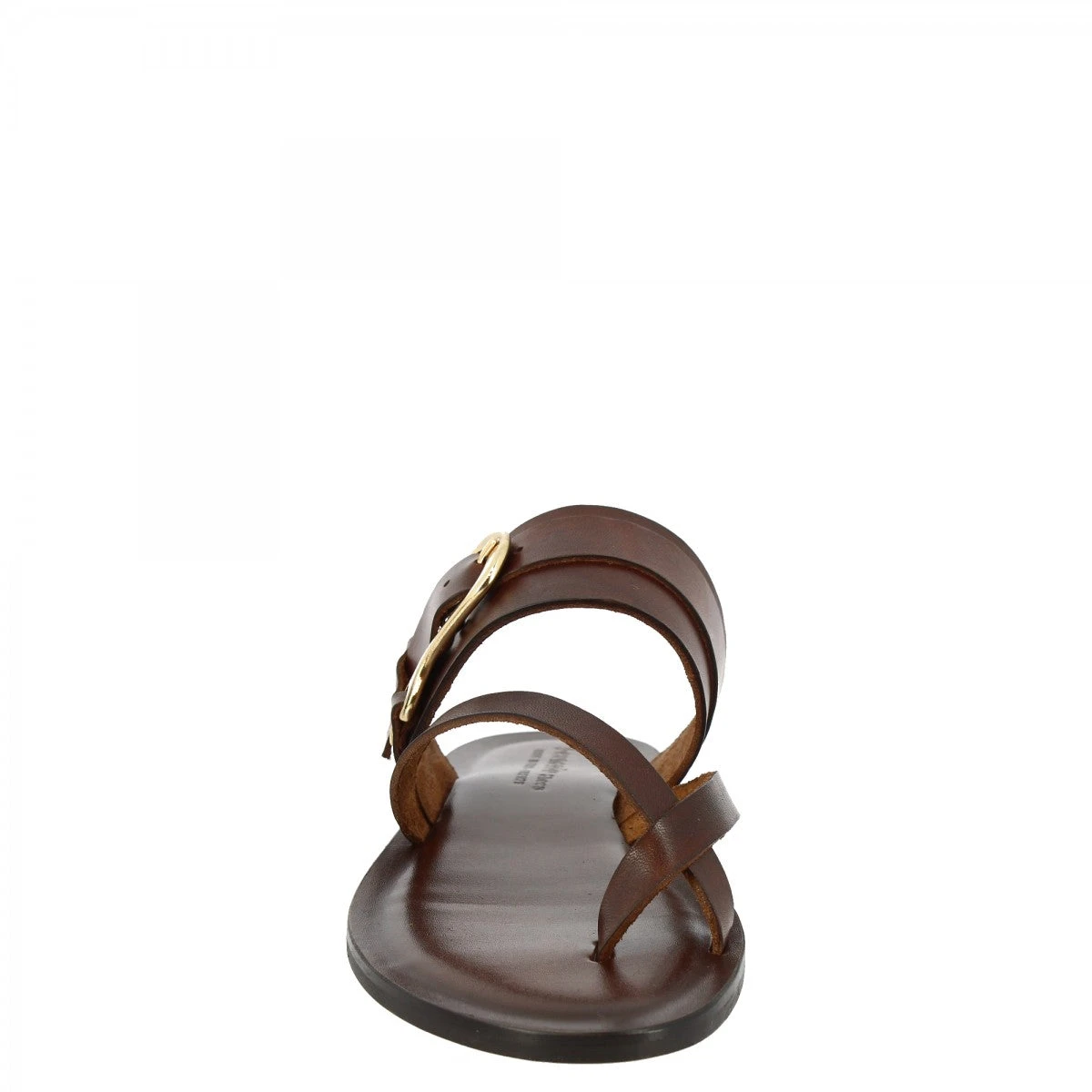 Women's Handmade Slip-on Thong Sandals In Brown Leather With Metal Buckle 7 Women's Handmade Slip-on Thong Sandals In Brown Leather With Metal Buckle - Image 5