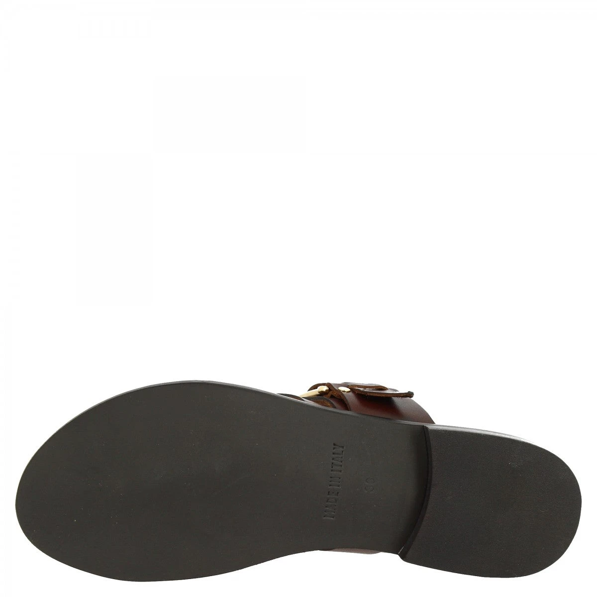 Women's Handmade Slip-on Thong Sandals In Brown Leather With Metal Buckle 9 Women's Handmade Slip-on Thong Sandals In Brown Leather With Metal Buckle - Image 7