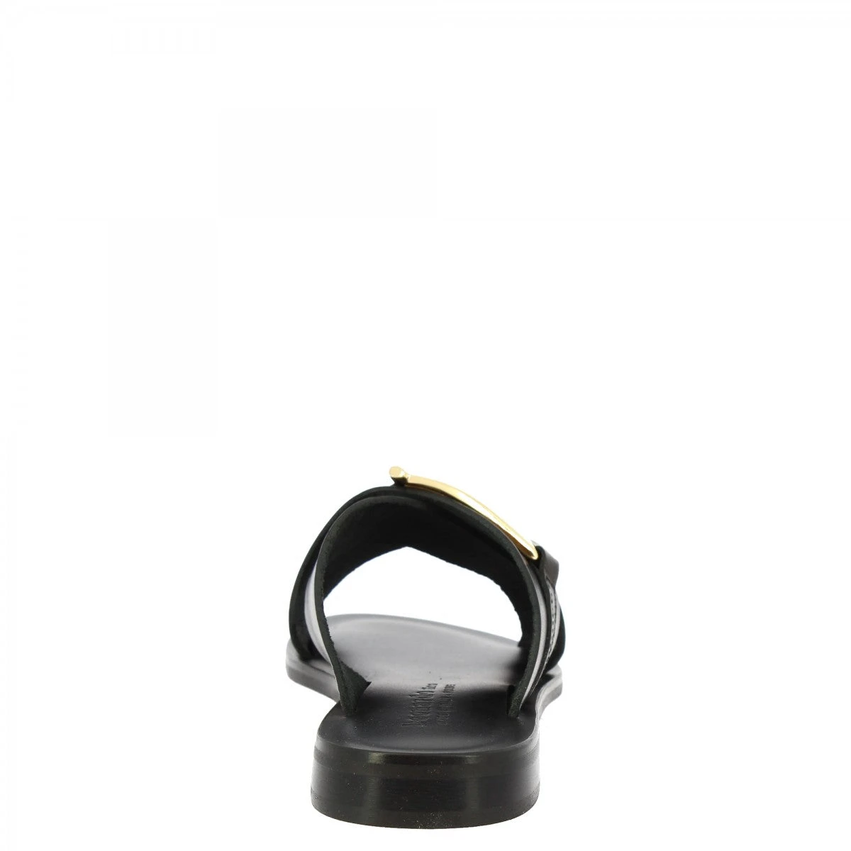 Women's Handmade Slipper Sandals In Black Leather With Golden Buckle 6 Women's Handmade Slipper Sandals In Black Leather With Golden Buckle - Image 4