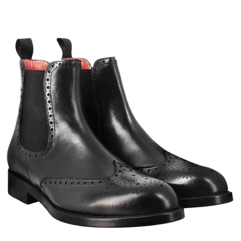 Shoes Store -Shoes Store Stivaletto chelsea con dettagli brogue da uomo 11590NERO 7 768x768 1